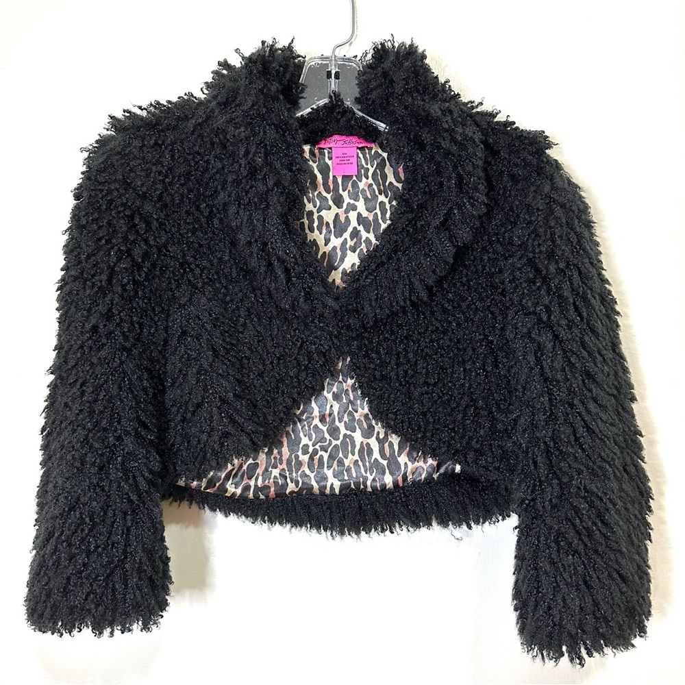 Betsey Johnson faux fur / teddy fur shrug